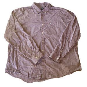 Dockers Shirt Sz XXL 2XL Button Up Orange Blue Plaid Long Sleeves Pocket Mens